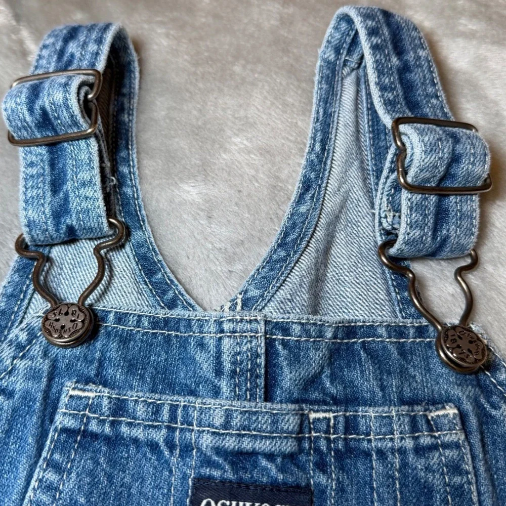 OshKosh Bgosh Toddler Size 24M Denim Bib Overalls Boys Blue Carpenter Snap Leg